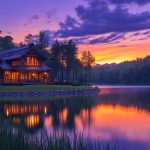 sunset-lake-house-stockcake